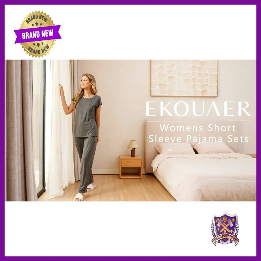 Soft Cap Sleeve Pajama Set with Pockets, Comfy Lounge Wear S-XXL - Picture 8 of 8